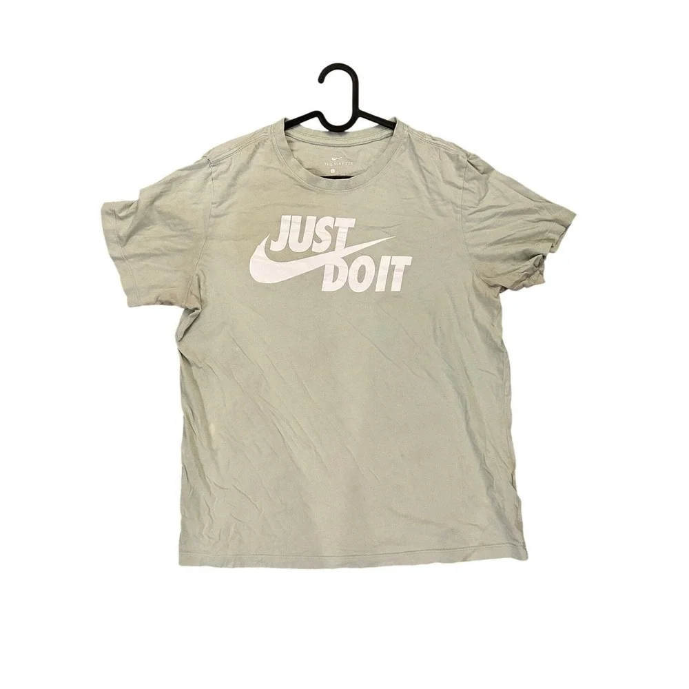 Nike Just Do It Graphic Tee Mens Large Sage‎ Green Short Sleeve Cotton T-Shirt